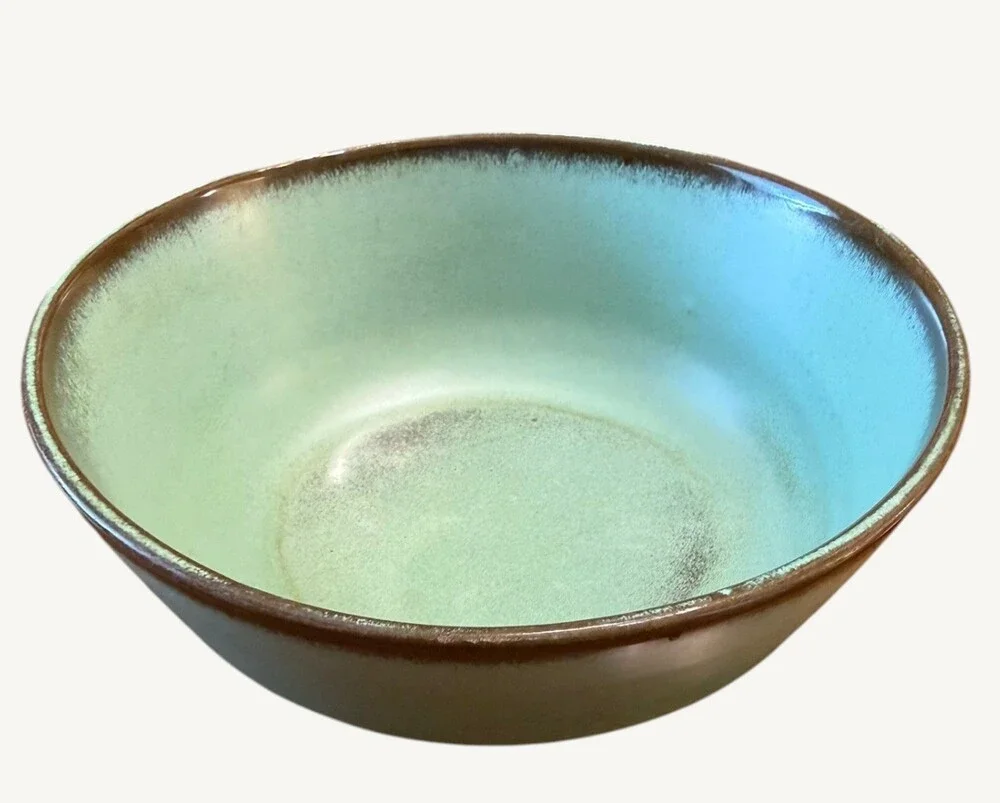 Vintage Frankoma 6N Prairie Green Pottery Serving Vegetable Bowl 7.25